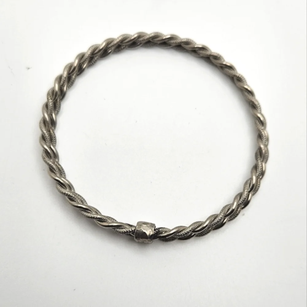 ๐ข3/$19๐ข Handmade Silver Twisted Double Dual Bangle Bracelet Stack - Picture 5 of 7